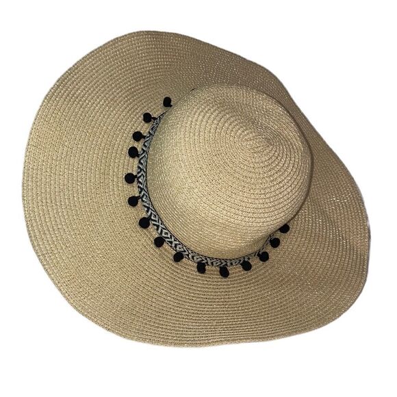 Boho Wide Brim Straw Hat - Picture 1 of 8